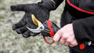 guanti e sistemi di sicurezza delle forbici da potatura